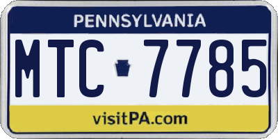 PA license plate MTC7785