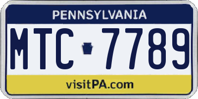 PA license plate MTC7789