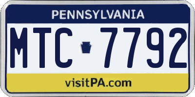 PA license plate MTC7792