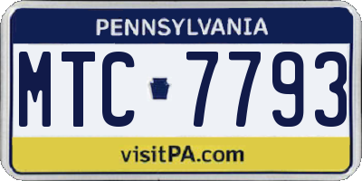PA license plate MTC7793