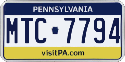 PA license plate MTC7794