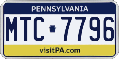 PA license plate MTC7796