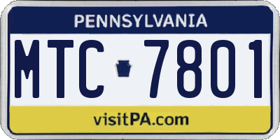 PA license plate MTC7801