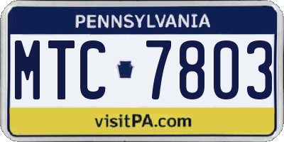 PA license plate MTC7803