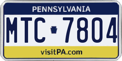 PA license plate MTC7804