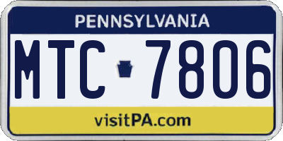PA license plate MTC7806
