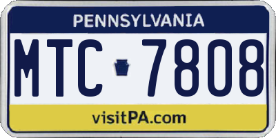 PA license plate MTC7808