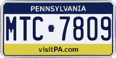 PA license plate MTC7809