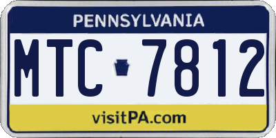 PA license plate MTC7812
