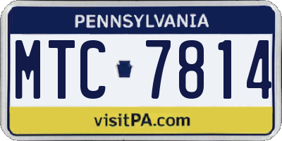 PA license plate MTC7814