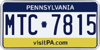 PA license plate MTC7815
