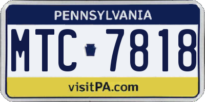 PA license plate MTC7818