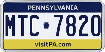 PA license plate MTC7820