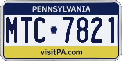 PA license plate MTC7821