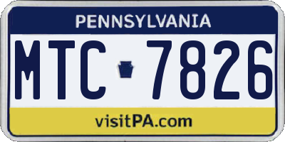 PA license plate MTC7826