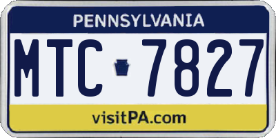 PA license plate MTC7827