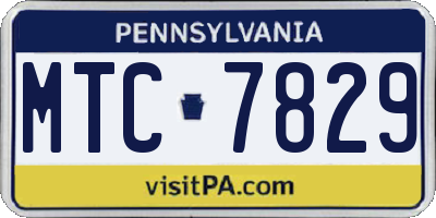 PA license plate MTC7829