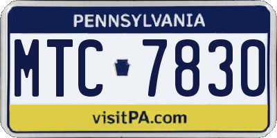 PA license plate MTC7830