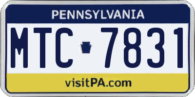 PA license plate MTC7831