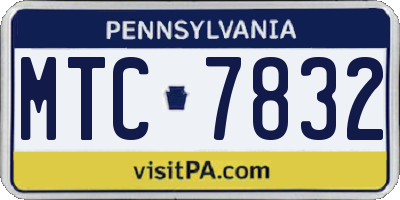 PA license plate MTC7832