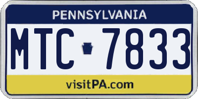 PA license plate MTC7833