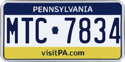 PA license plate MTC7834