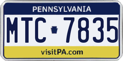 PA license plate MTC7835