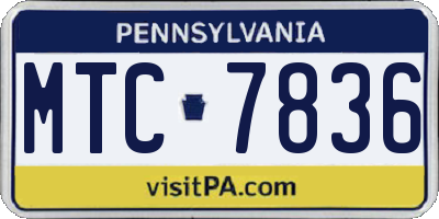 PA license plate MTC7836