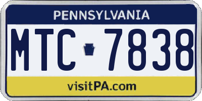 PA license plate MTC7838