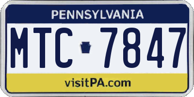 PA license plate MTC7847