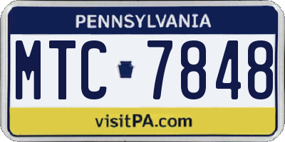 PA license plate MTC7848