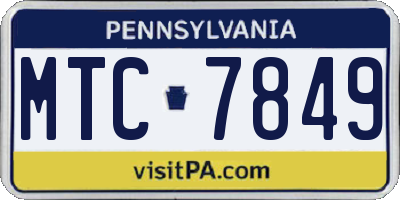 PA license plate MTC7849