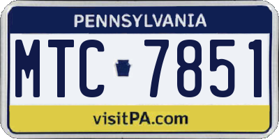PA license plate MTC7851
