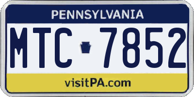 PA license plate MTC7852