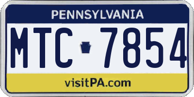 PA license plate MTC7854