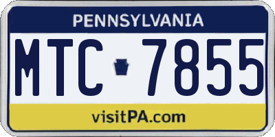 PA license plate MTC7855