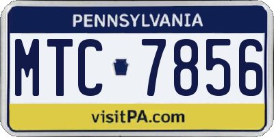 PA license plate MTC7856