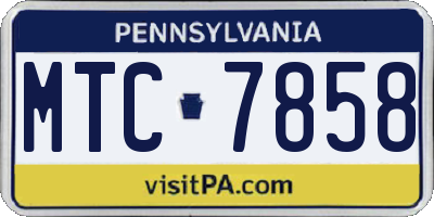 PA license plate MTC7858