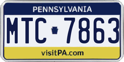 PA license plate MTC7863