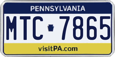 PA license plate MTC7865