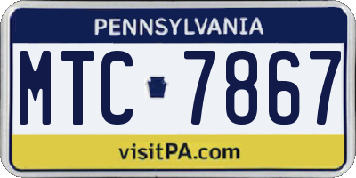 PA license plate MTC7867