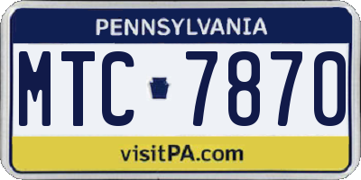 PA license plate MTC7870