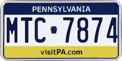 PA license plate MTC7874