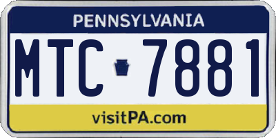 PA license plate MTC7881