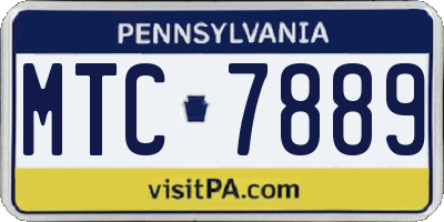 PA license plate MTC7889