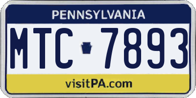 PA license plate MTC7893