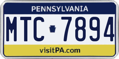 PA license plate MTC7894
