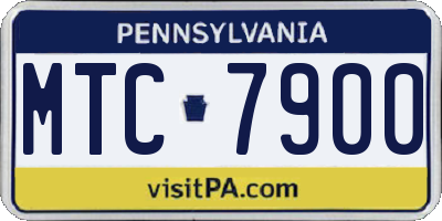 PA license plate MTC7900