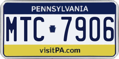 PA license plate MTC7906