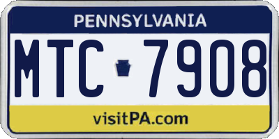PA license plate MTC7908